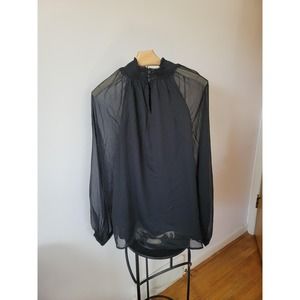 New Joie Sheer Black Blouse Women Size Large